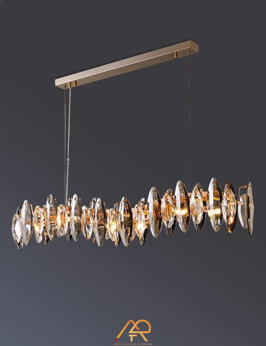 Đèn Thả Pha Lê Lá Vàng Dài Aurora Streamline ART-4074