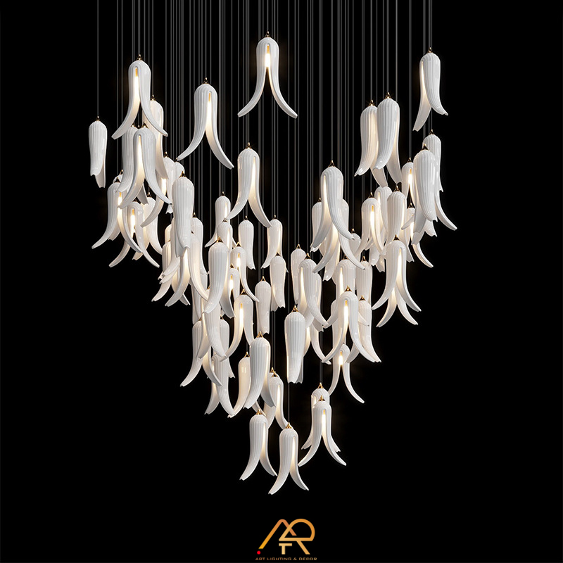 Đèn Chùm Thông Tầng Cánh Hoa Sứ Nghệ Thuật ART-5021