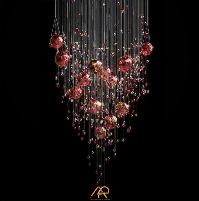 Đèn Chùm Thông Tầng Crystal Red ART-5029