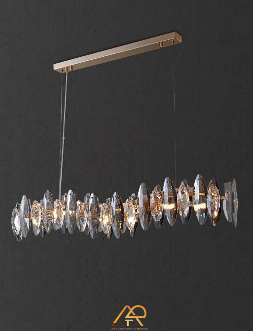 Đèn Thả Pha Lê Lá Vàng Dài Aurora Streamline ART-4074