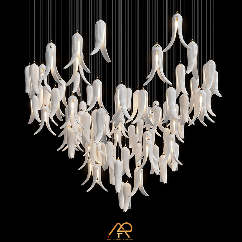 Đèn Chùm Thông Tầng Cánh Hoa Sứ Nghệ Thuật ART-5021