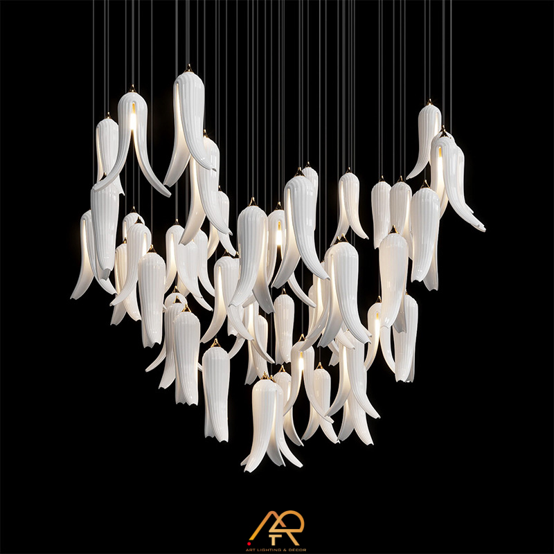 Đèn Chùm Thông Tầng Cánh Hoa Sứ Nghệ Thuật ART-5021