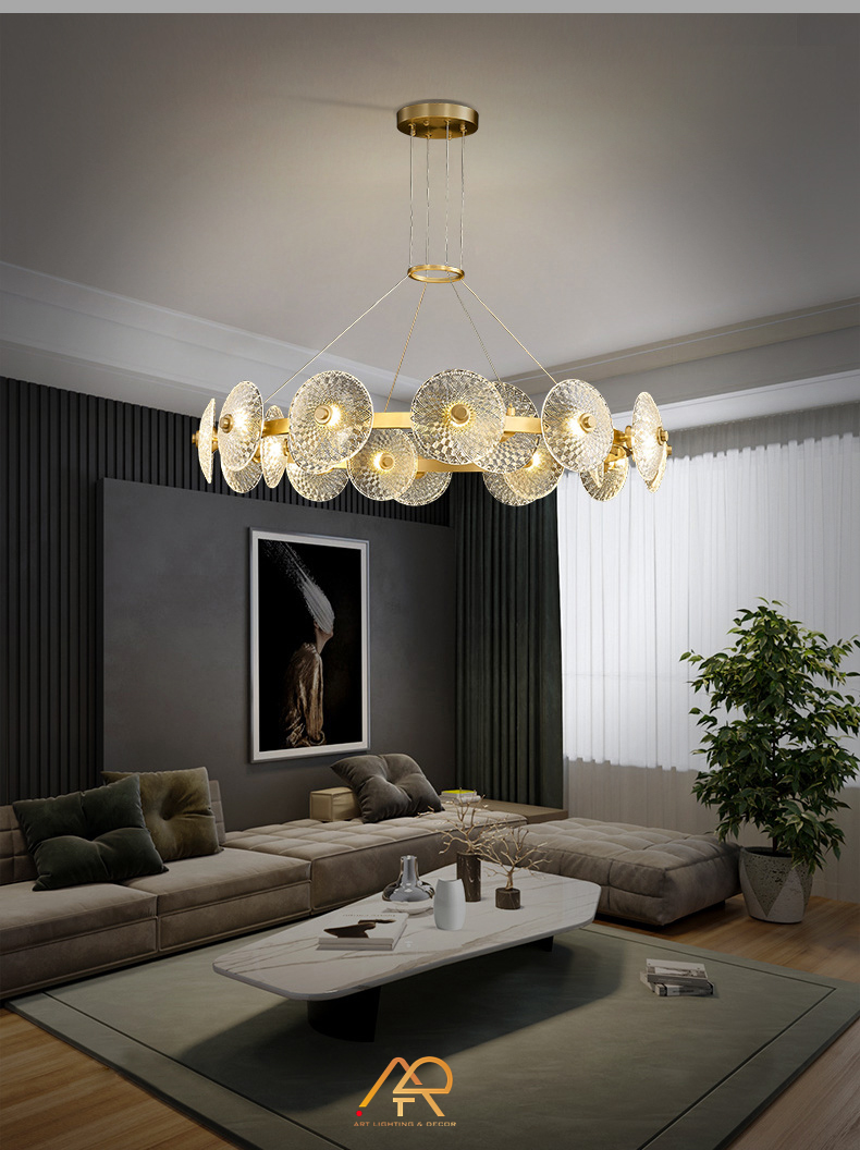 Đèn chùm phòng khách hiện đại 