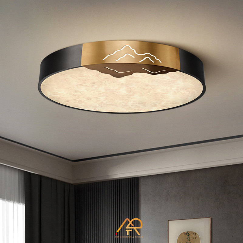 Đèn ốp trần đồng chao đá cẩm thạch cao cấp ART-9006