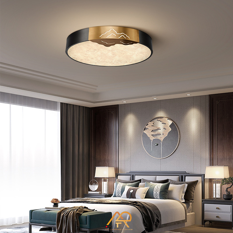 Đèn ốp trần đồng chao đá cẩm thạch cao cấp ART-9006