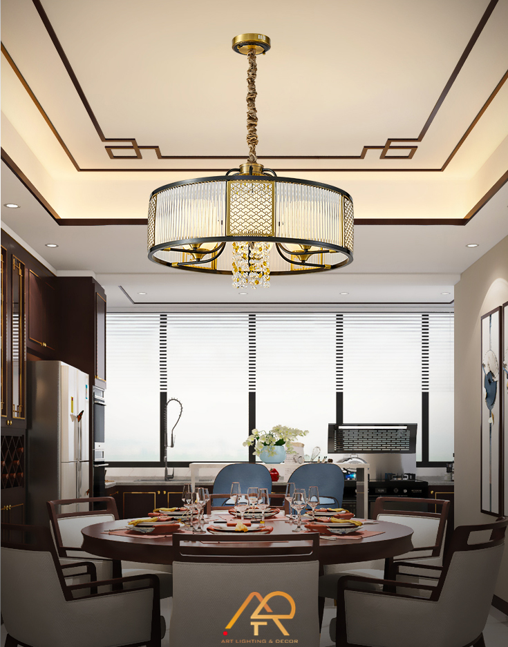 Đèn Chùm Phong Cách Đông Dương Ngọc Lan Luxe ART-7046
