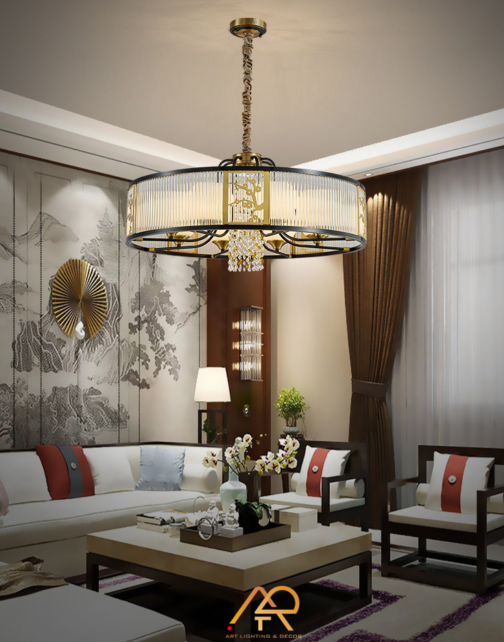 Đèn Chùm Phong Cách Đông Dương Ngọc Lan Luxe ART-7046