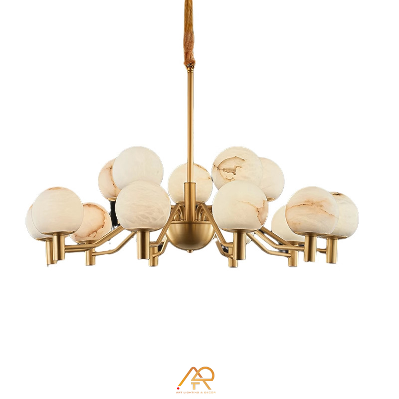 Đèn chùm đồng chao đá cẩm thạch tây ban nha cao cấp ART-7020