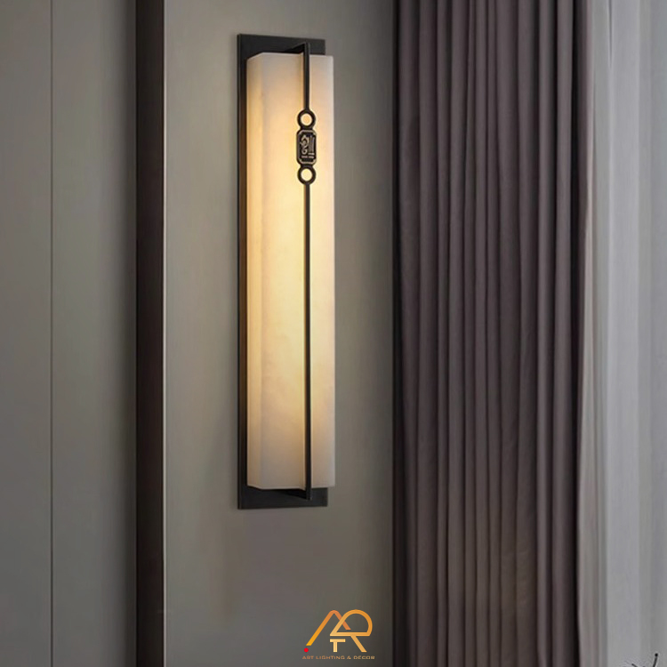 Đèn tường đồng chao đá cẩm thạch cao cấp ART-8014