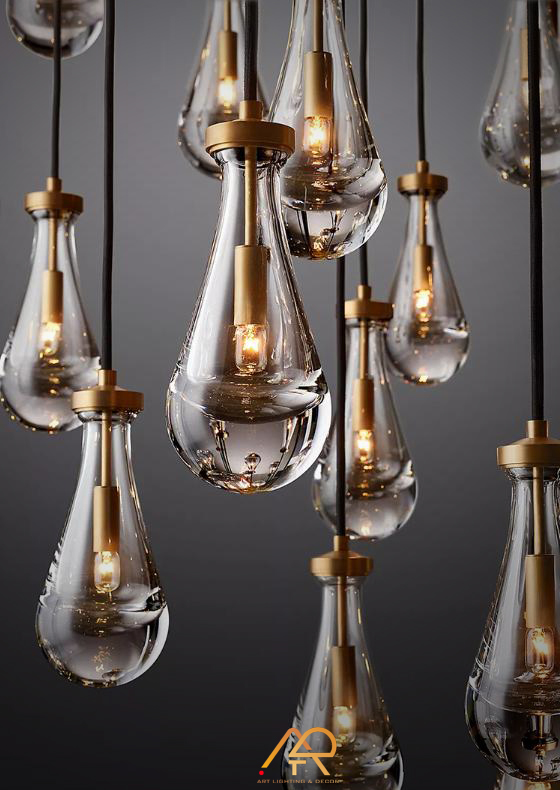 Đèn Chùm Pha Lê Golden Teardrop Light ART-7069