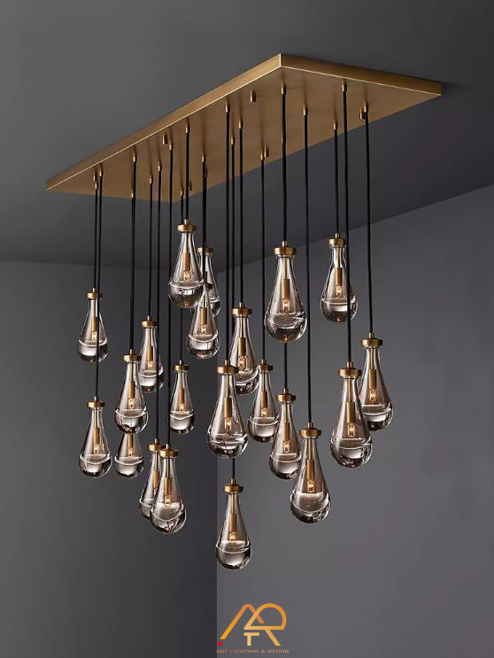 Đèn Chùm Pha Lê Golden Teardrop Light ART-7069
