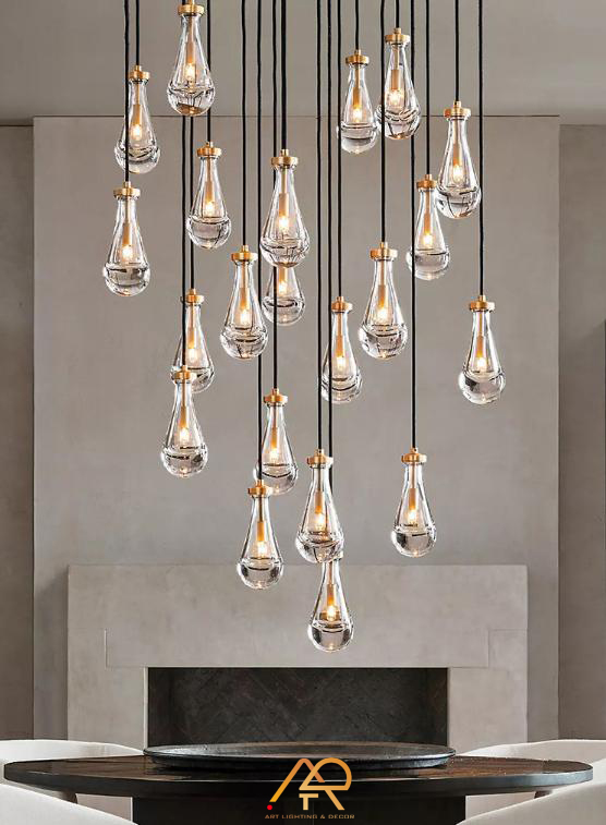Đèn Chùm Pha Lê Golden Teardrop Light ART-7069