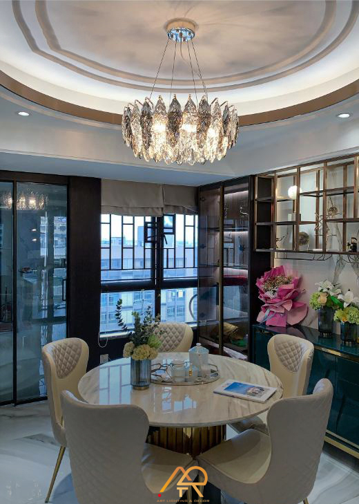 Đèn Chùm Pha Lê Lá Treo Aurora Graceful Dining ART-7077