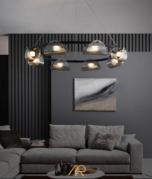 Đèn Chùm Nghệ Thuật Hiện Đại LUX Glass Wave Ring ART-7081